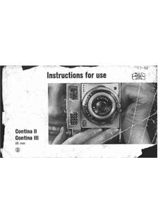 Zeiss Ikon Contina 2 manual. Camera Instructions.